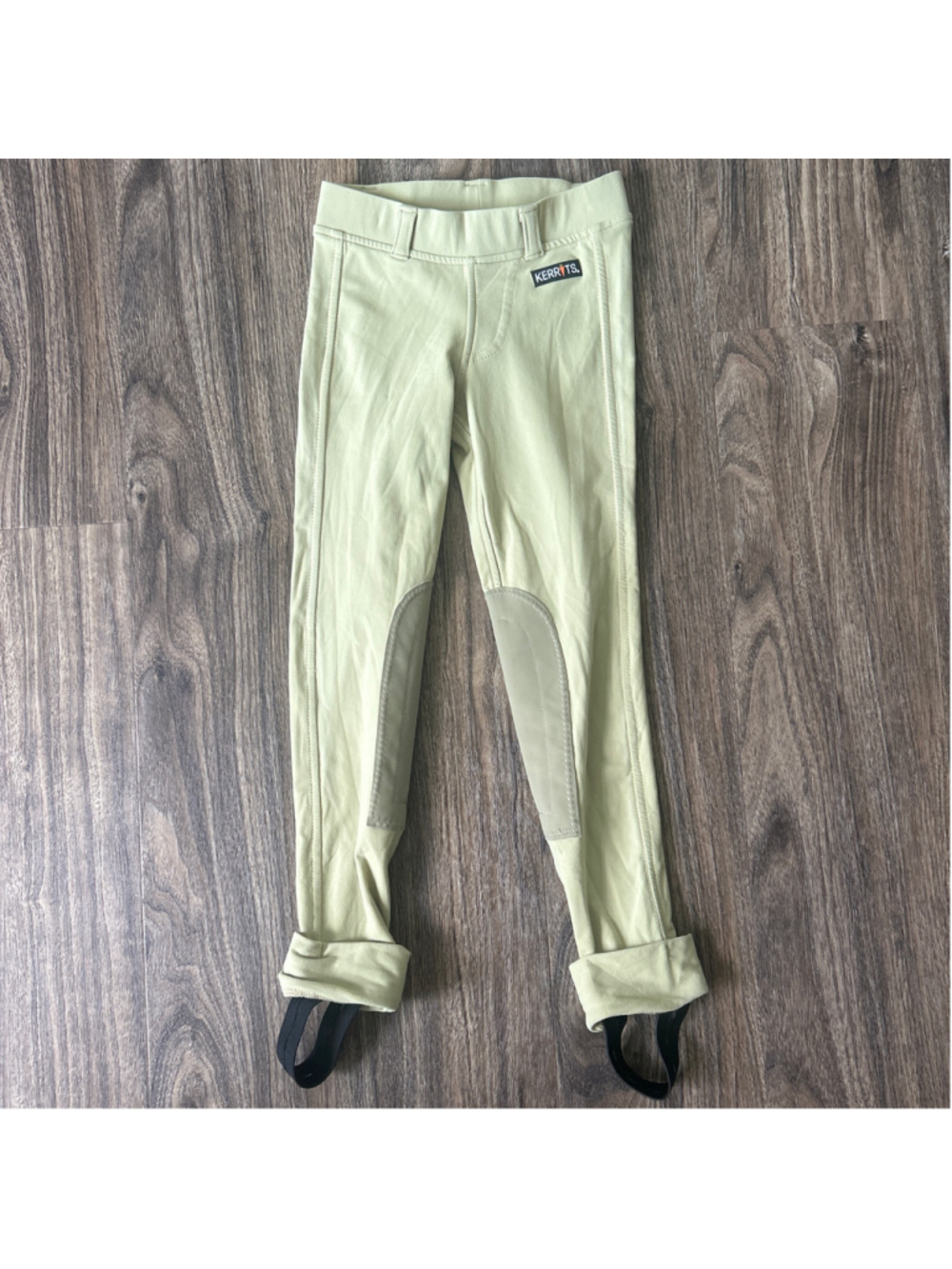 Kids Kerrits Equestrian Knee Patch Riding Leggings Pants XS Green